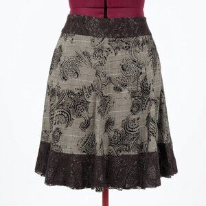 VIN ROUGE - Paisley & Plaid Mixed Media  A-line Skirt – Size 14 - NEW